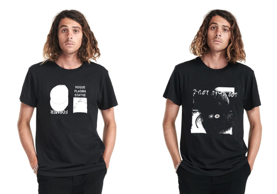 Craig Anderson in two different poses wearing a black Former t-shirt