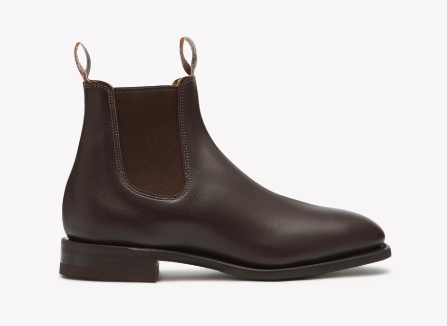 A pair of brown leather R.M. Williams slip-on boots
