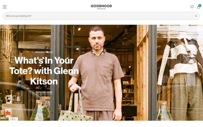 The landing page for Goodhood (September, 2023)
