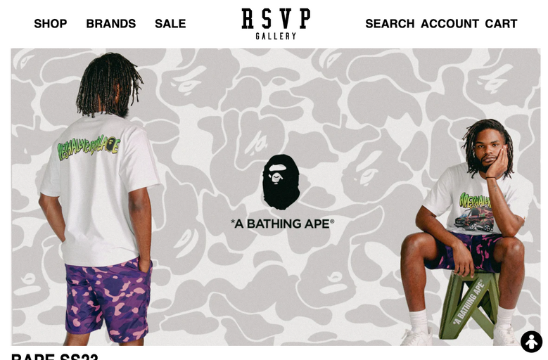 The landing page for RSVP Gallery website (September, 2023)