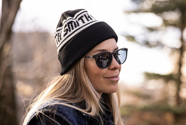 A woman wearing a pair of Smith Optics sunglasses