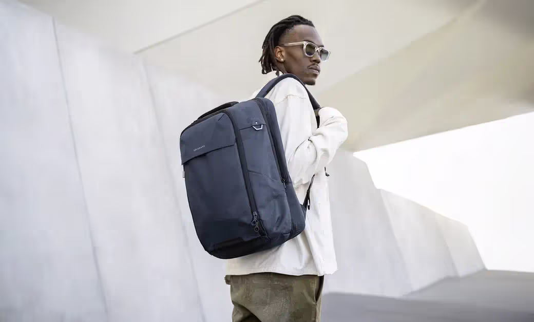 A man with black Solgaard Venture backpack