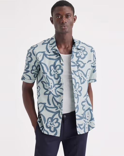 A man wearing a Dockers camp collar shirt