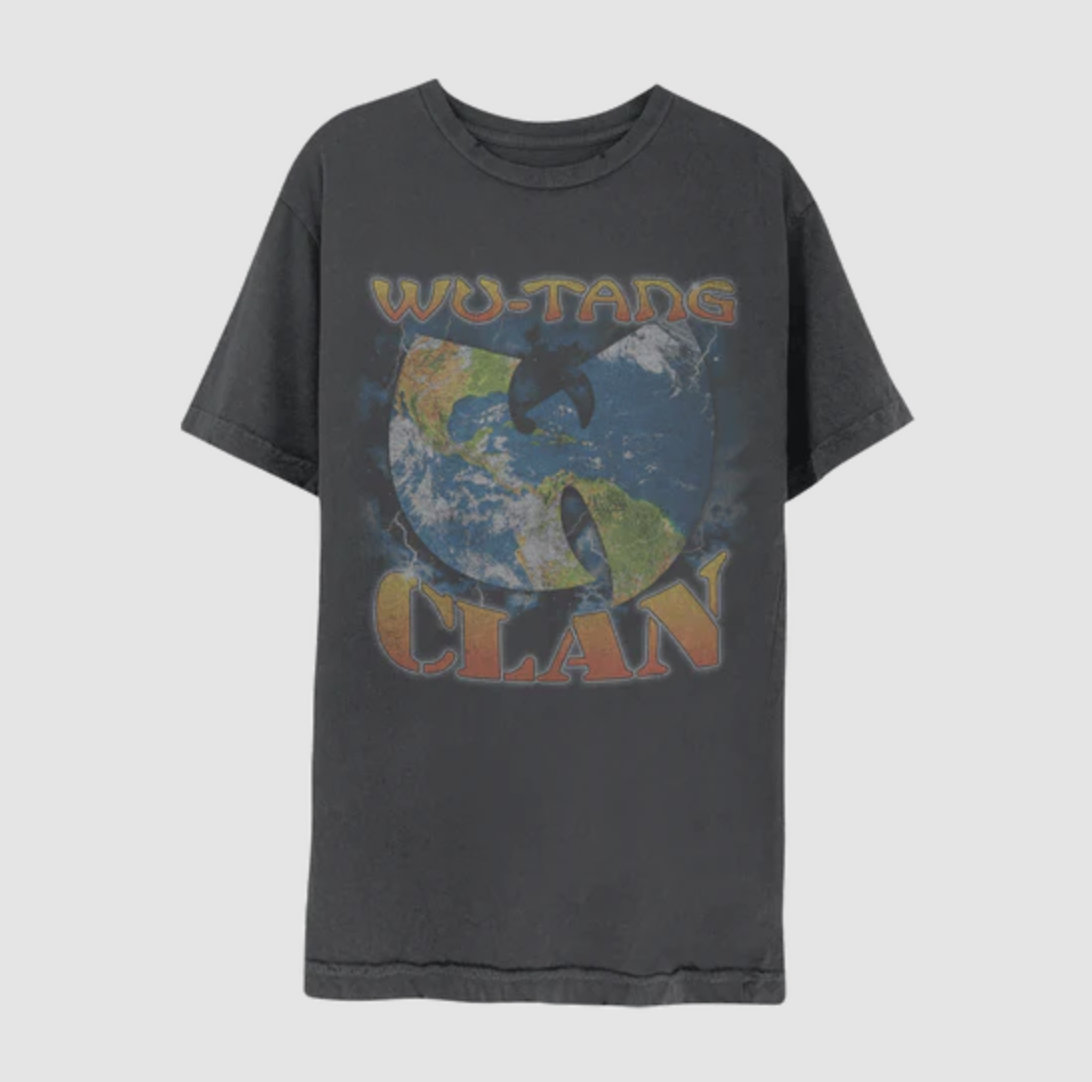 A close up of a Wu Wear Wu Tang Clan t-shirt