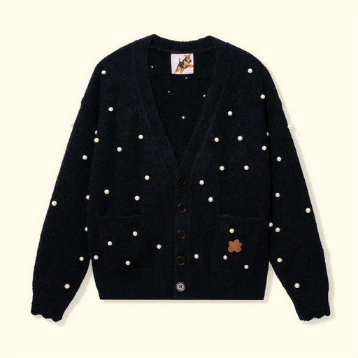 An image of GOLF le FLEUR* black cardigan sweater