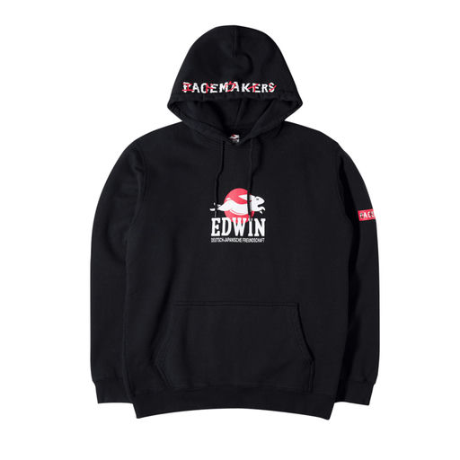 An image of black Pacemaker x edwin / "High road" hoody