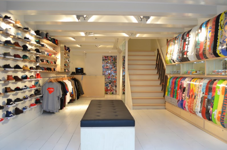 An inside image of Ben-G Skateshop amsterdam store