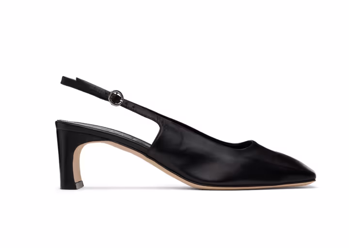 An image of AEYDE black eliza slingback heels