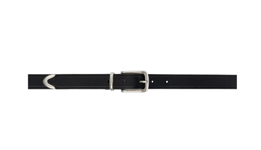 An image of ANDERSON'S black narrow stitch trimmed belt
