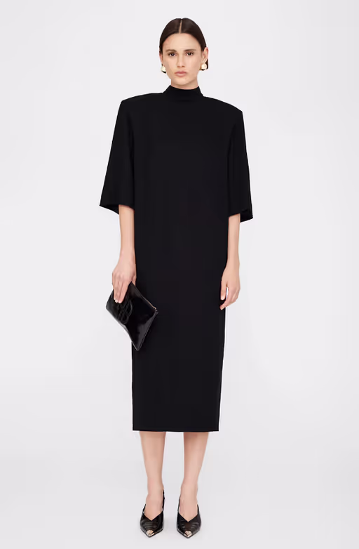 A woman wearing Anine Bing black paulina dress