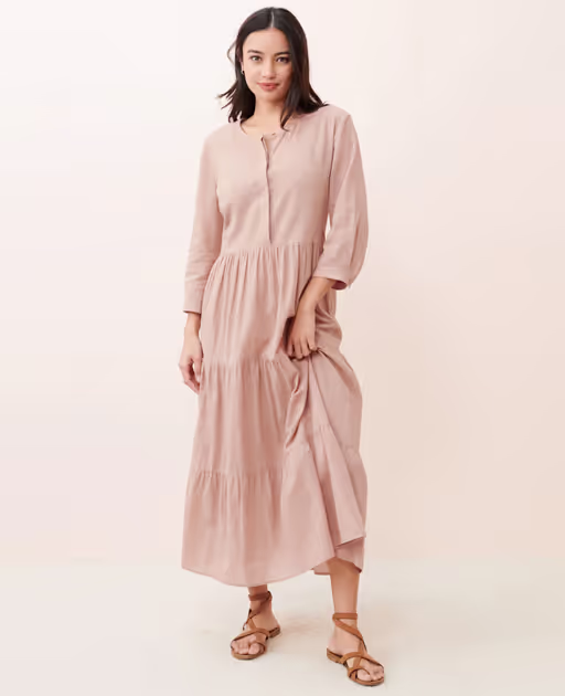 A woman wearing Jenni Kayne​ dusk color james dress