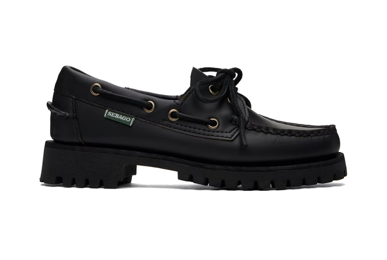 An image of Sebago black ranger moc soft loafers
