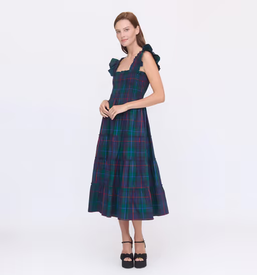 A woman wearing Hill House the ellie nap dress