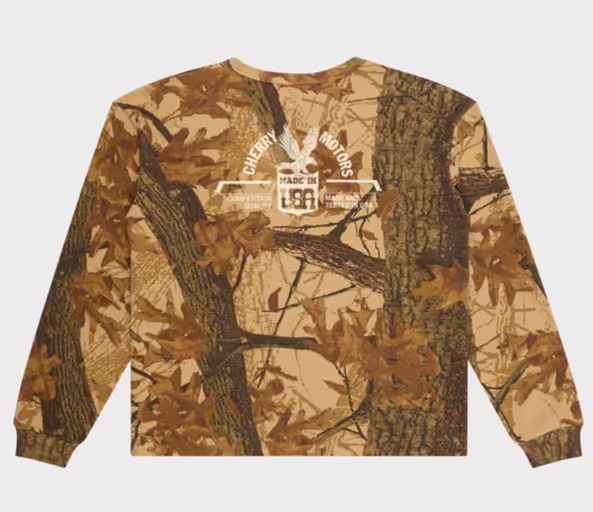 An image of Cherry LA boxy thermal long sleeve (mossy oak camo)