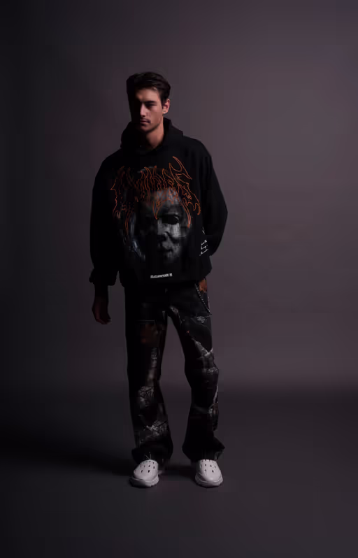 A man wearing Darc Sport​ it's time "Pierce" hoodie in black