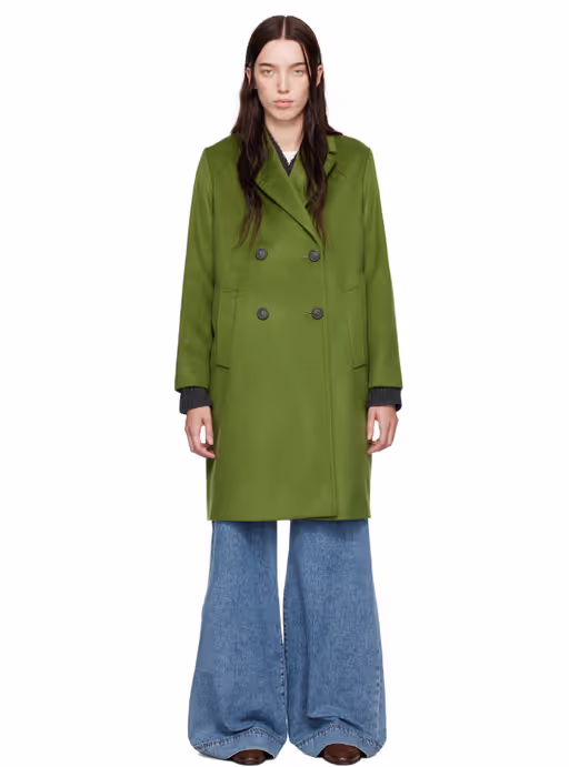 A woman wearing Weekend Max Mara green zum coat