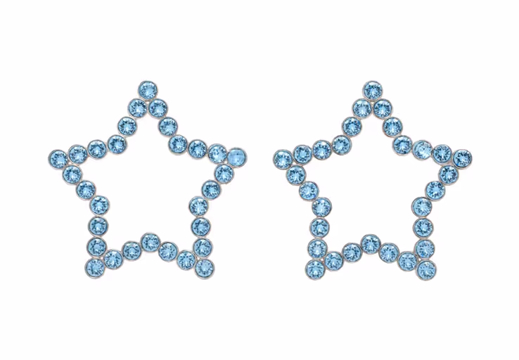 An image of Safsafu silver & blue star earrings